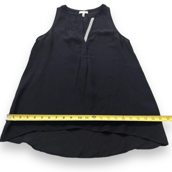 Joie Aruna Split Neck Silk Sleeveless Top Black & White Sheer Tank Top size XS - Picture 13 of 14